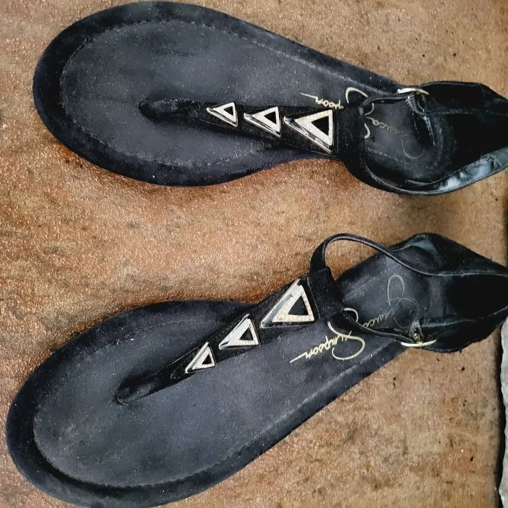 Jessica Simpson beautiful soft suede leather black with gold